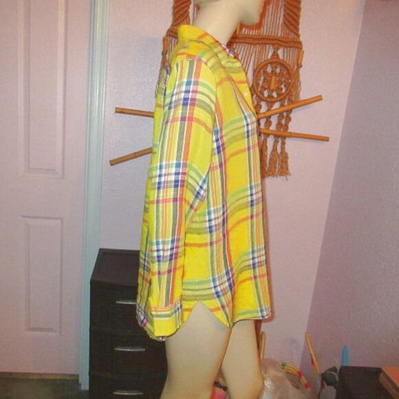 Lauren Ralph Lauren Linen Top Womens Size M Tunic Long Sleeves Coastal Resort - Picture 7 of 12